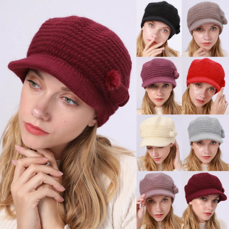 Nueva boina de invierno para mujer, boina de punto, gorro ganchillo, gorro de esquí para mujer, boinas para de mujer| -