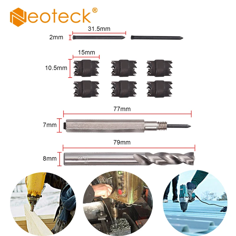 

Neoteck 10 Pcs HSS 8'' Double Sided Rotary Spot Weld Cutter Drill Bits With 9.5mm Hss Cobalt Steel Spot 8mm Hss Drill Bit