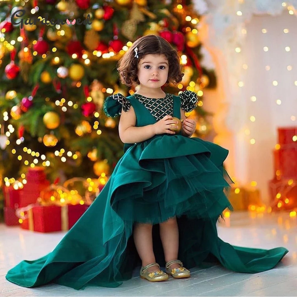 Vestido de fiesta con purpurina para niña, ropa de princesa, color verde, cumpleaños|Vestidos de niña| - AliExpress