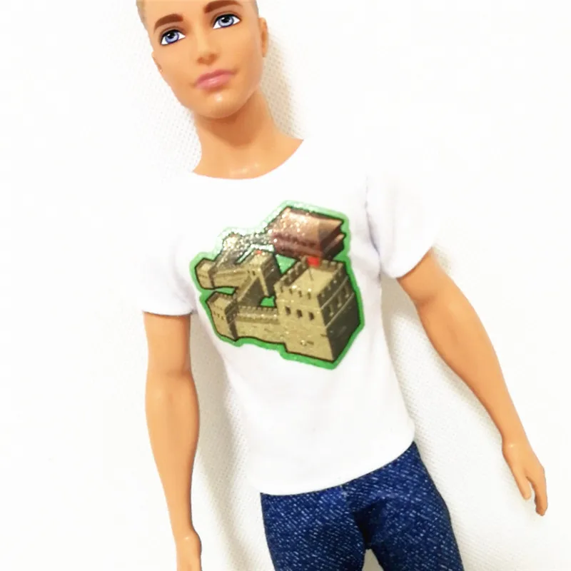 Ken The Boy Friend белая футболка синие джинсы набор forBarbie аксессуары для кукол игровой дом наряды костюм детские игрушки подарок