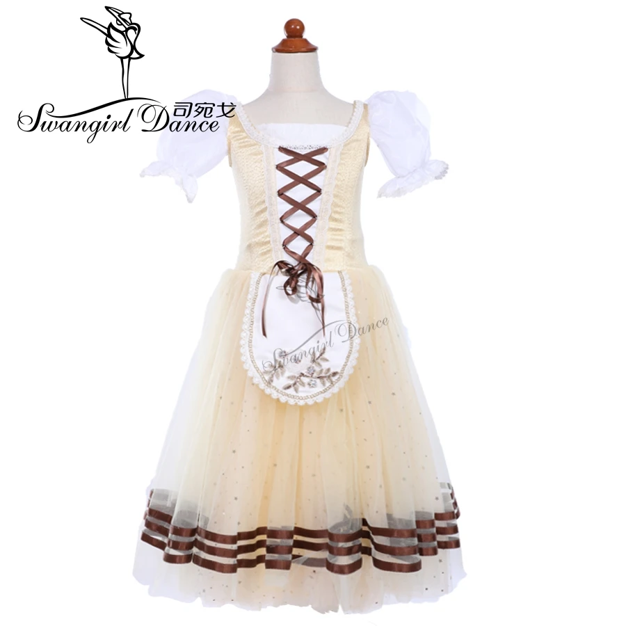 Romantic Tutu Professional Ballet Long Tutu Charming Peasant light yellow Repertoire Variations Giselle Ballet CostumeBT9244