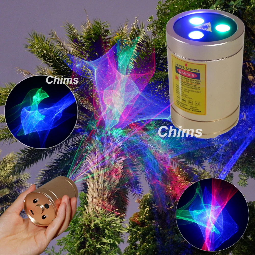 Chims мини лазерные лучи портативный; беспроводной; перезаряжаемый RGB Аврора узоры лазерный проектор на открытом воздухе располагаться лагерем перемещения Рождество DJ Вечерние