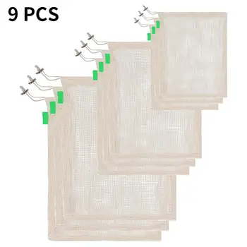 

9PCS Degradable Organic Environmental Protection Cotton Mesh Bag Vegetable Cotton Fruit Storage Bag