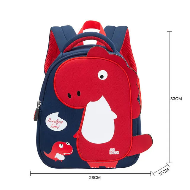 GREATOP New Children School Bags 3D Dinosaur Cartoon Kids Bag Cute Toddler School Boys Backpack Kindergarten Mochila Infantil A-Blue-L