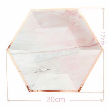 

40pcs Blush Pink Marble Design Paper Plates Rose Foil Sweet Dishes for Baby Shower Birthday Party Wedding Celebration Decor