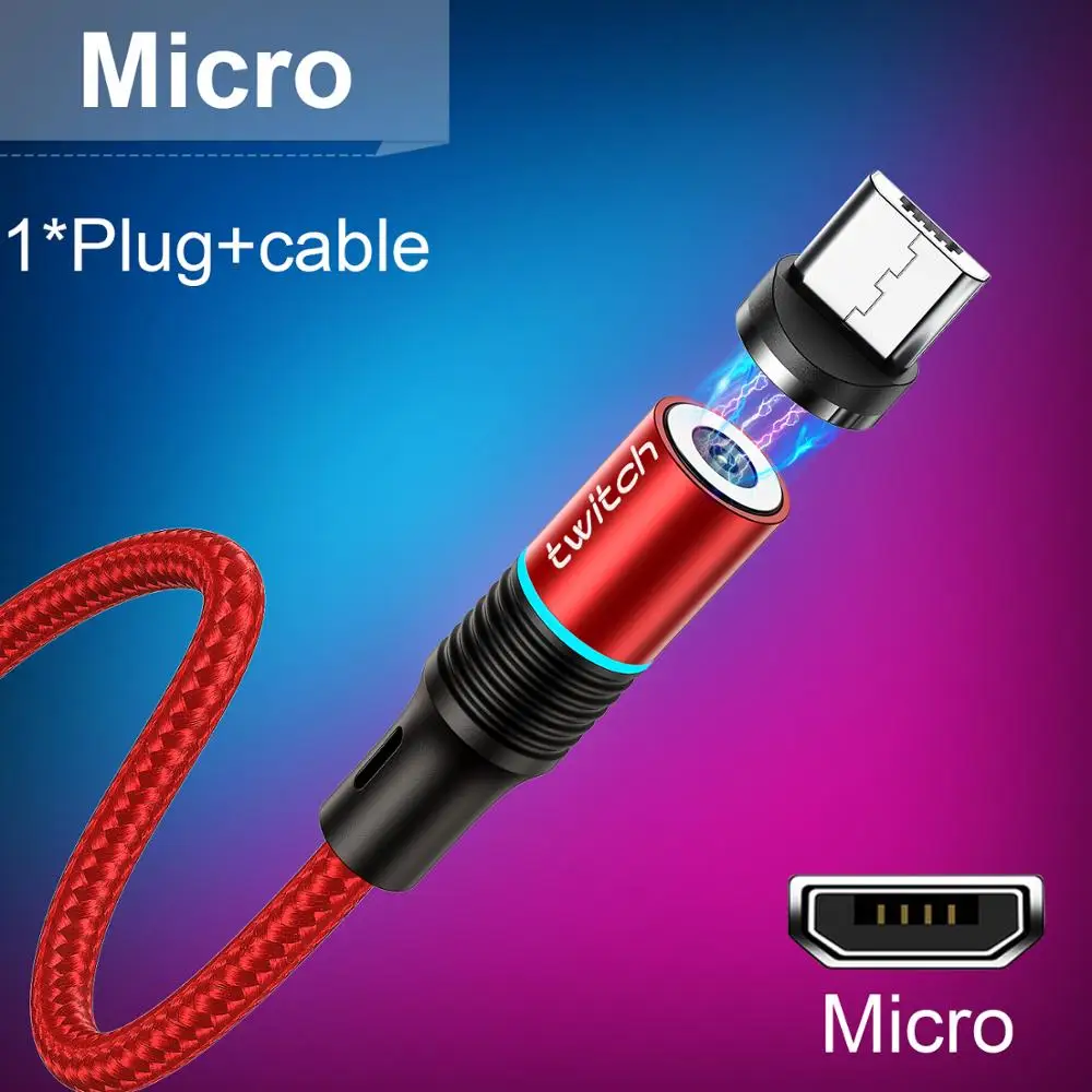 Red Micro USB Магнитный Micro USB кабель для iPhone, samsung, Android, для быстрой зарядки мобильных телефонов, кабель usb type-C, магнитный шнур для зарядного устройства - Цвет: Red Micro USB