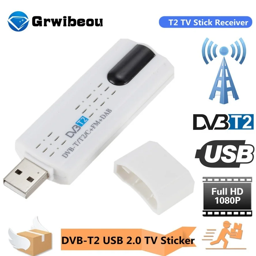 Digital satellite DVB t2 USB TV Stick Tuner with antenna Remote HD USB TV Receiver DVB-T2/DVB-T/DVB-C/FM/DAB USB TV Stick For PC