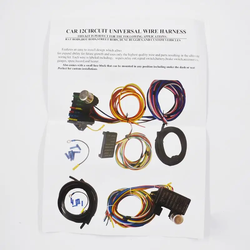 

12 Circuit Universal Wiring Harness Muscle Car Hot Rod Street Rod XL Wires New 57BA
