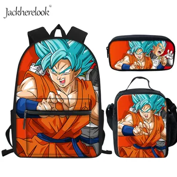 

Jackherelook Cool Dragon Ball Super Broly Backpack Pencil Case School Bags for Teenager Boys Lunch 3Pcs/Set Kids Travel Rucksack