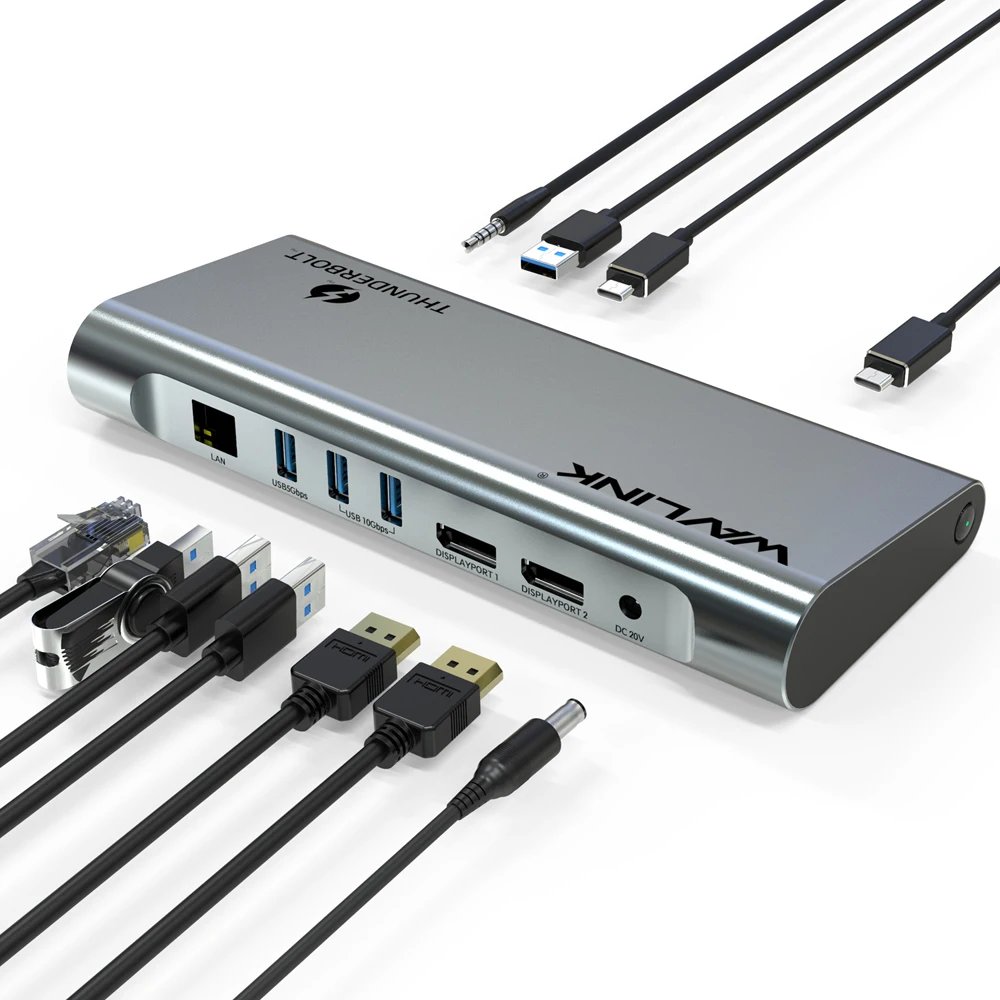 Док станция Thunderbolt 3 для ноутбука 8K двойной порт дисплея 4K дисплей Full HD с USB