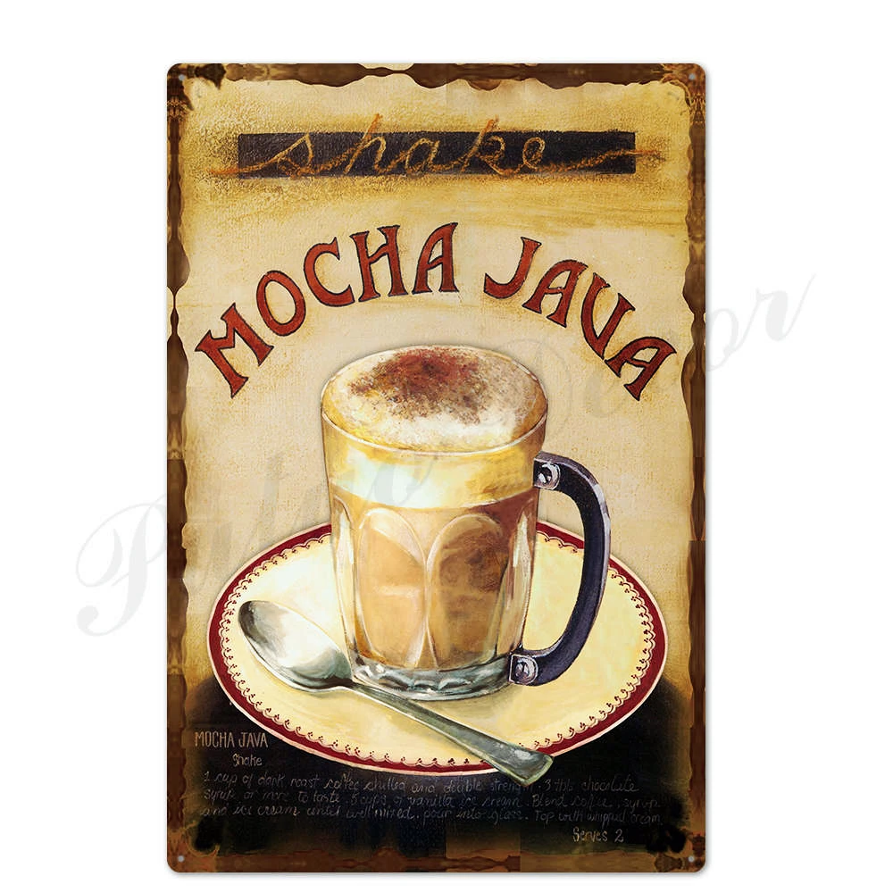 Кофейное меню для кафе бара паба Настенный декор металлический знак винтажный