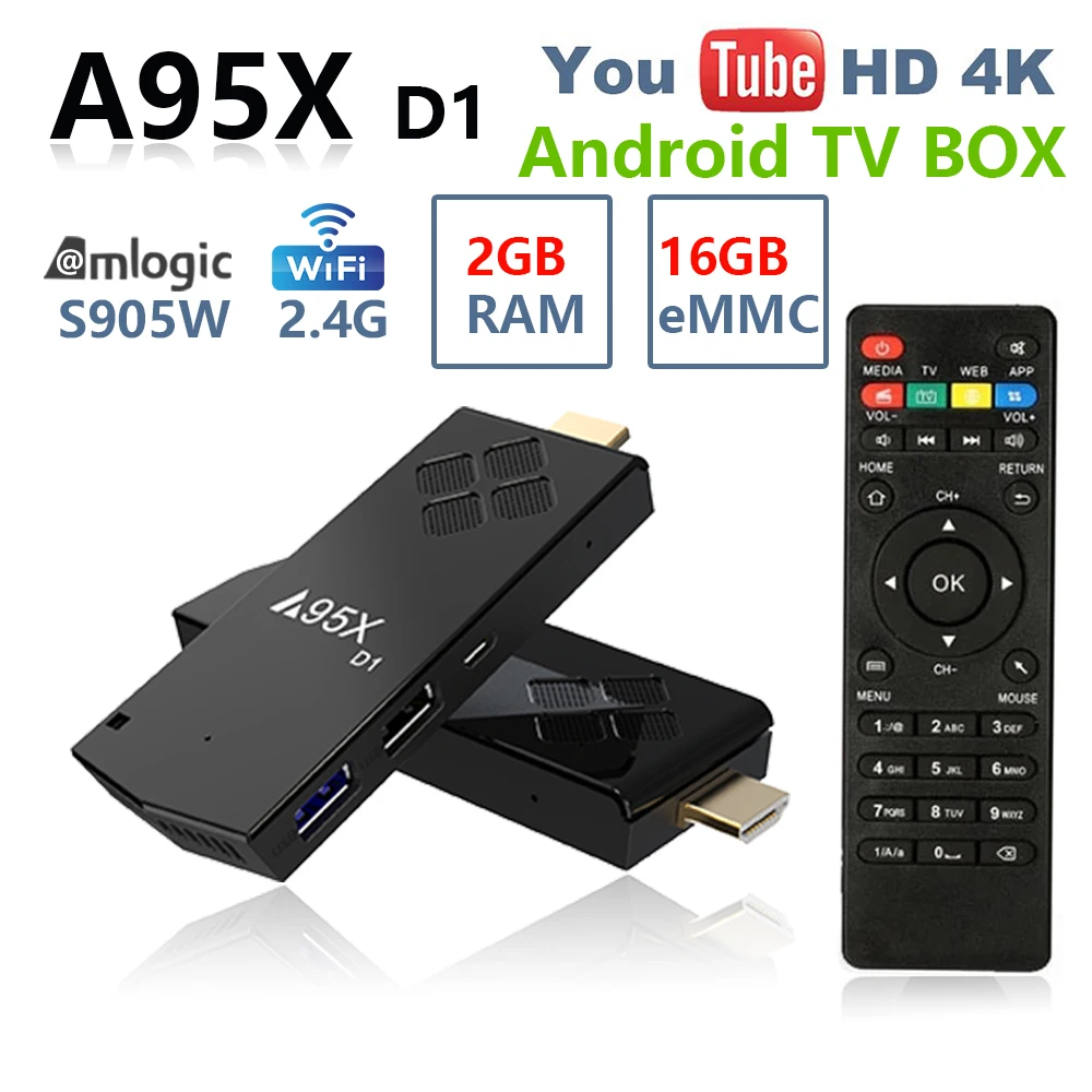 

Amlogic S905W A95X D1 Android 9.0 TV Box 2GB 16GB 2.4G WIFI 4K BT HDMI2.0 Smart tvbox Media Player Original TV stick Set Top Box