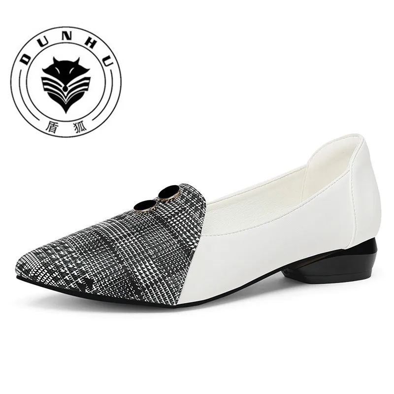 

Dunhu 2019 Spring New Style Pointed Toe Chunky Heel Casual Shoes Foot Covering Mixed Colors Waterproof Platform WOMEN'S Shoes 88