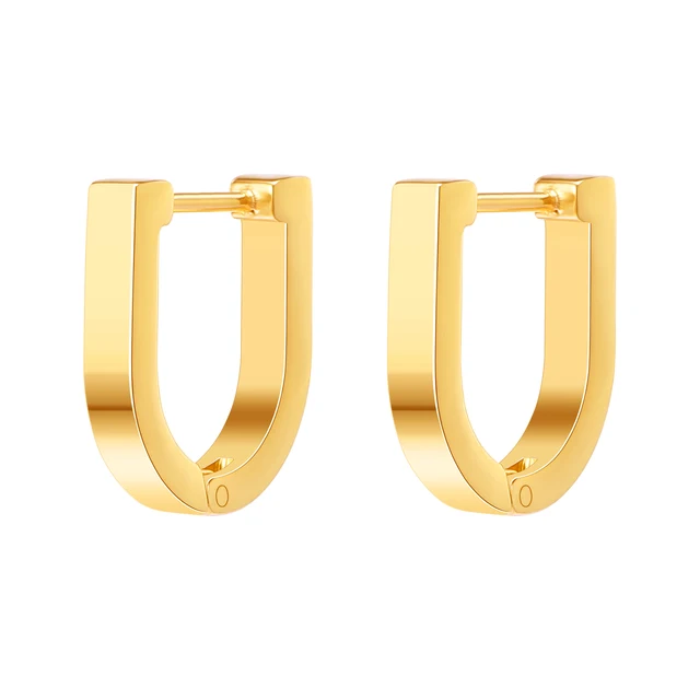 Stainless Steel Hoop Earrings for Women Men Black Rose Gold Plated Circle Round Earring Geometric Classic Cartilage Earrings EH697 Gold