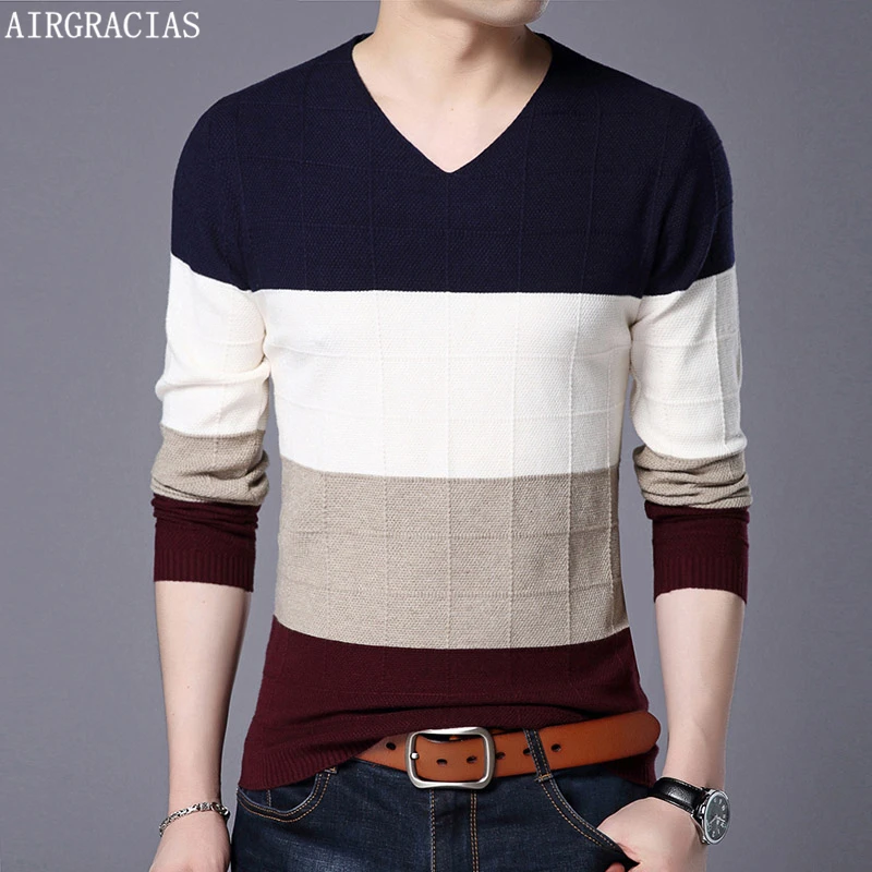 Бренд AIRGRACIAS, повседневный мужской свитер с круглым вырезом, приталенный мужской свитер с длинным рукавом, цветной мужской вязаный пуловер, одежда agasalho masc