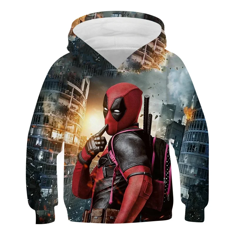 4-14Y Autumn Fashion Children Outwear Marvel Deadpool Graphics Oversized Hoodie Casual Kids Clothes Boys Novelty Coat Sweaters best hoodie for boy