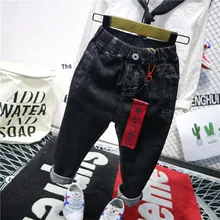 Детская одежда; джинсовые брюки для мальчиков; Новинка года; стильные детские брюки; сезон весна-осень; универсальная модная одежда в Корейском стиле