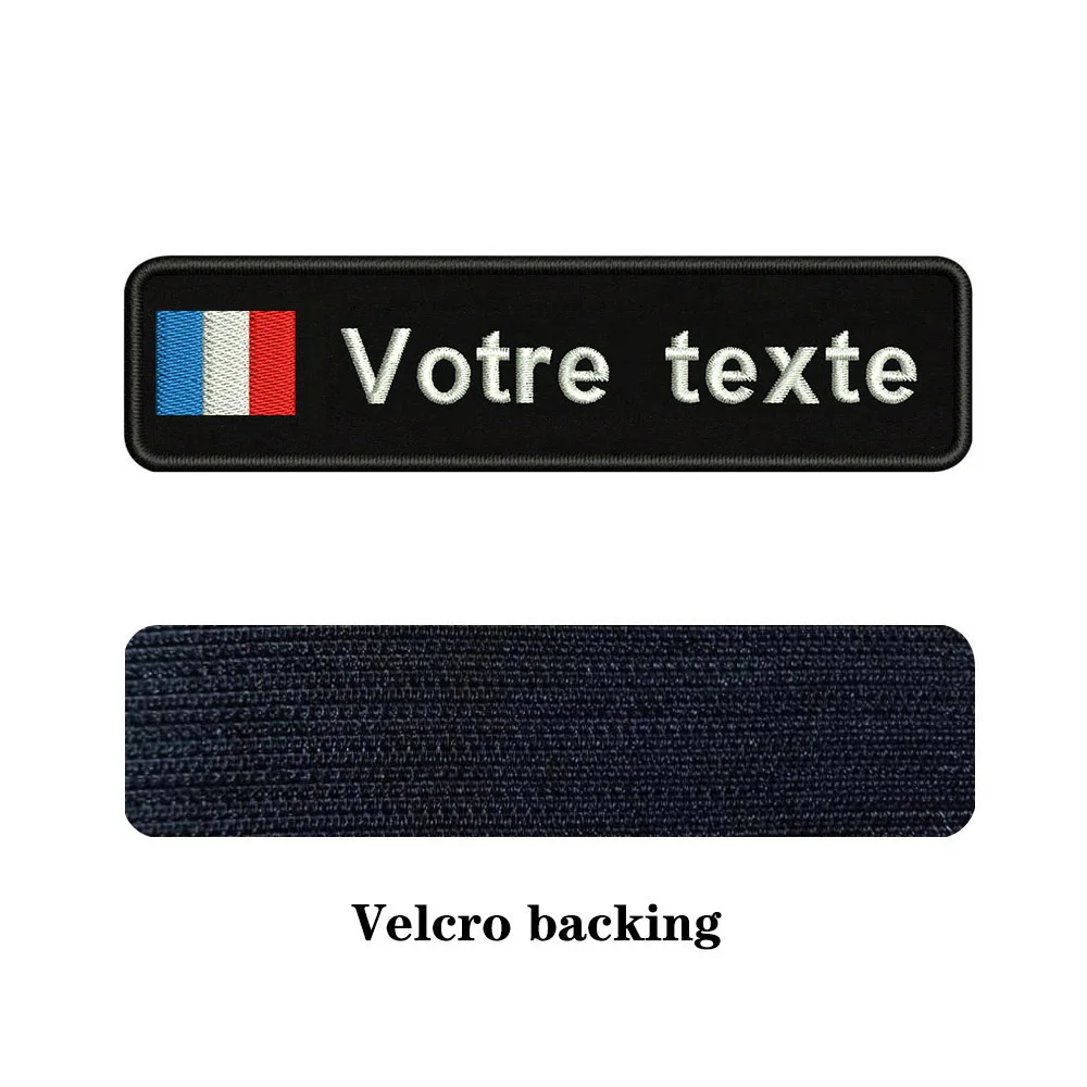 Таможня Вышивка Флаг Франции имя или заплатка с текстом 10 см* 2,5 см значок Утюг на или липучке Подложка для одежды брюки рюкзак шляпа