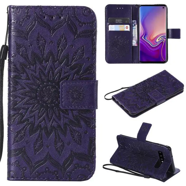 Для Samsung Galaxy S5 S4 S3 Mini Note 9 8 5 4 3 Чехол-бумажник из полиуретана с кожаные с отделениями для карт чехол для Samsung Note 9 8 S5 S6 S7 Edge чехол - Цвет: Purple-Sunshine