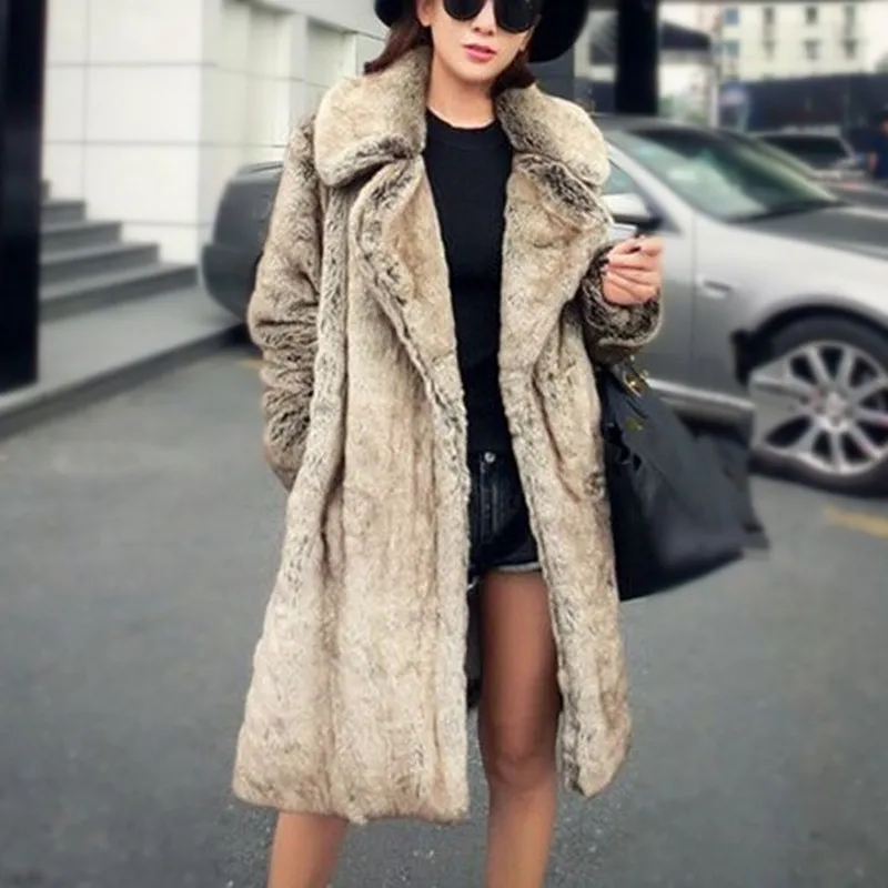 

Fur Coat Women New Winter Medium Long Coat Luxury Thicken Warm Female Faux Fur Overcoat Vintage Fluffy Plus Size 4XL 5XL 6XL