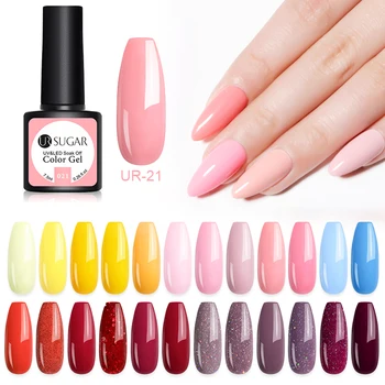 

UR SUGAR Pink UV Gel Nail Polish Semi Permanent Glitter Soak Off UV LED Nail Gel varnish Varnish Nails Base Top Coat