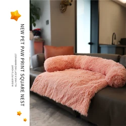 Lit en peluche amovible pour animaux de compagnie, canapé pour grands chiens, tapis de maison, chenil chaud d'hiver pour chat, coussin lavable, couverture moelleuse 
