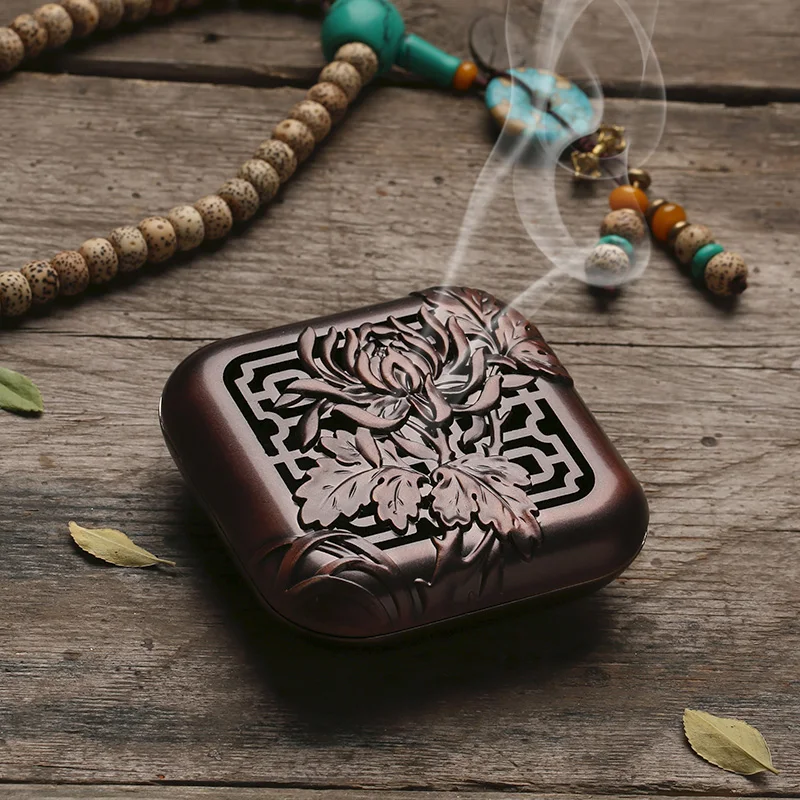 Chinese Pure Copper Carving Plum Orchid Bamboo Chrysanthemum Flowers Incense Burner Censer | Дом и сад