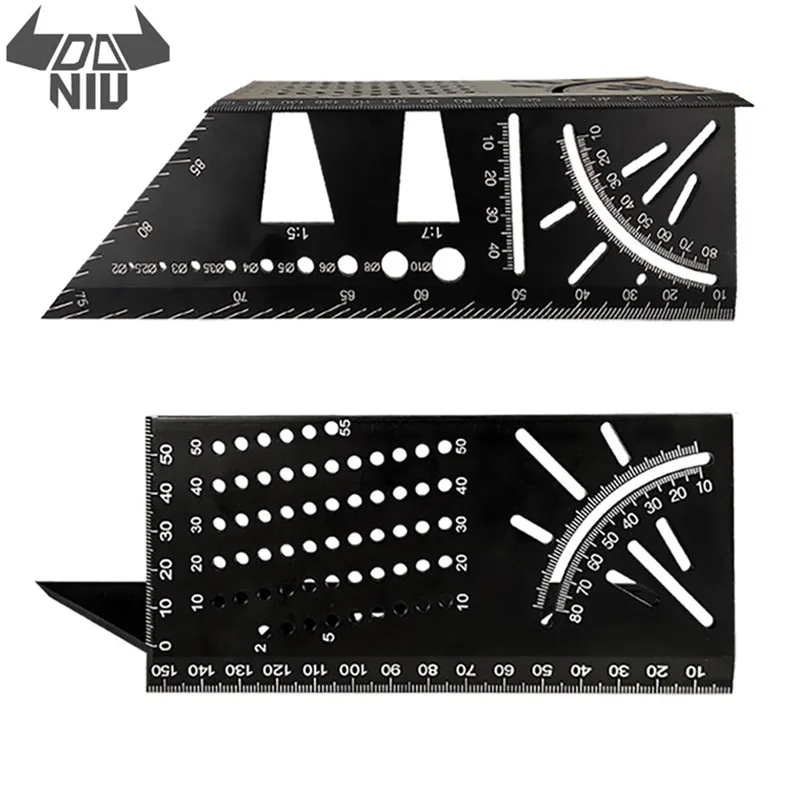 

DANIU Woodworking Square Size Measure Ruler 3D Mitre Angle Measure Tool for Measuring Timber Pipes Angle Protractor Tool