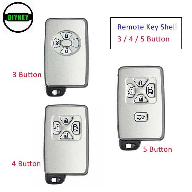 

Корпус ключа дистанционного управления для смарт-карты DIYKEY, 3 кнопки, 4 кнопки, 5 кнопок для Toyota с необработанным лезвием (только корпус)