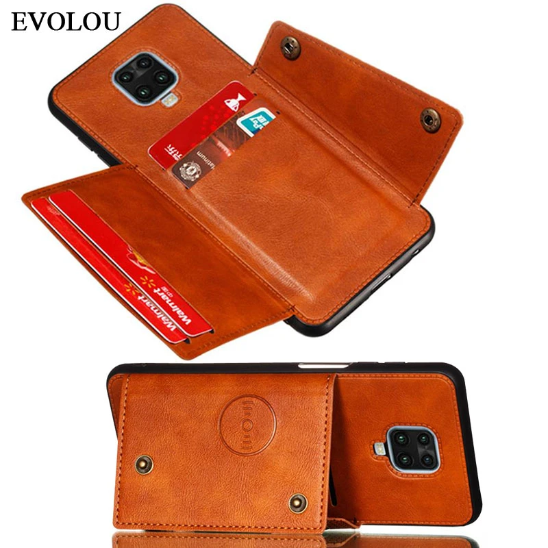 xiaomi leather case case Đa Chức Năng Khe Cắm Thẻ Đứng Dành Cho Xiaomi POCO X3 NFC Ốp Lưng Ví Bao Da Cho Xiaomi Redmi K30 K20 note 9S 8A 8T 8 Pro Lật xiaomi leather case card