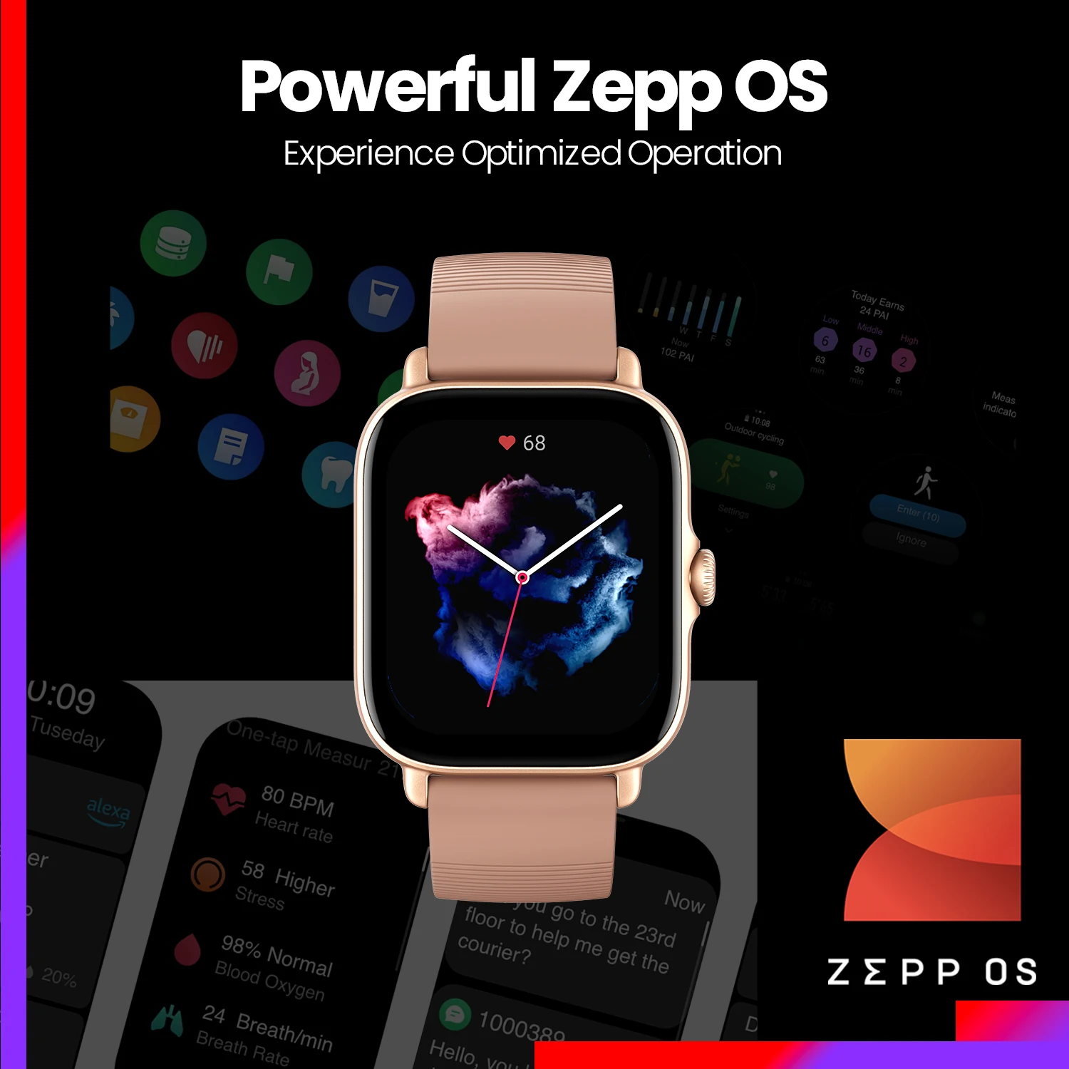 New Amazfit GTS 3 GTS3 GTS-3 Zepp OS Smartwatch Alexa 1.75'' AMOLED Display  12-day Battery Life Smart watch for Andriod