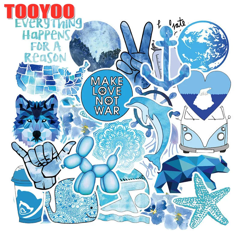 50 PCS/set Cartoon Blue Vsco Girl Stickers For Chidren Toy Waterproof Sticker To Suitcase Laptop Bicycle Helmet Car Decals