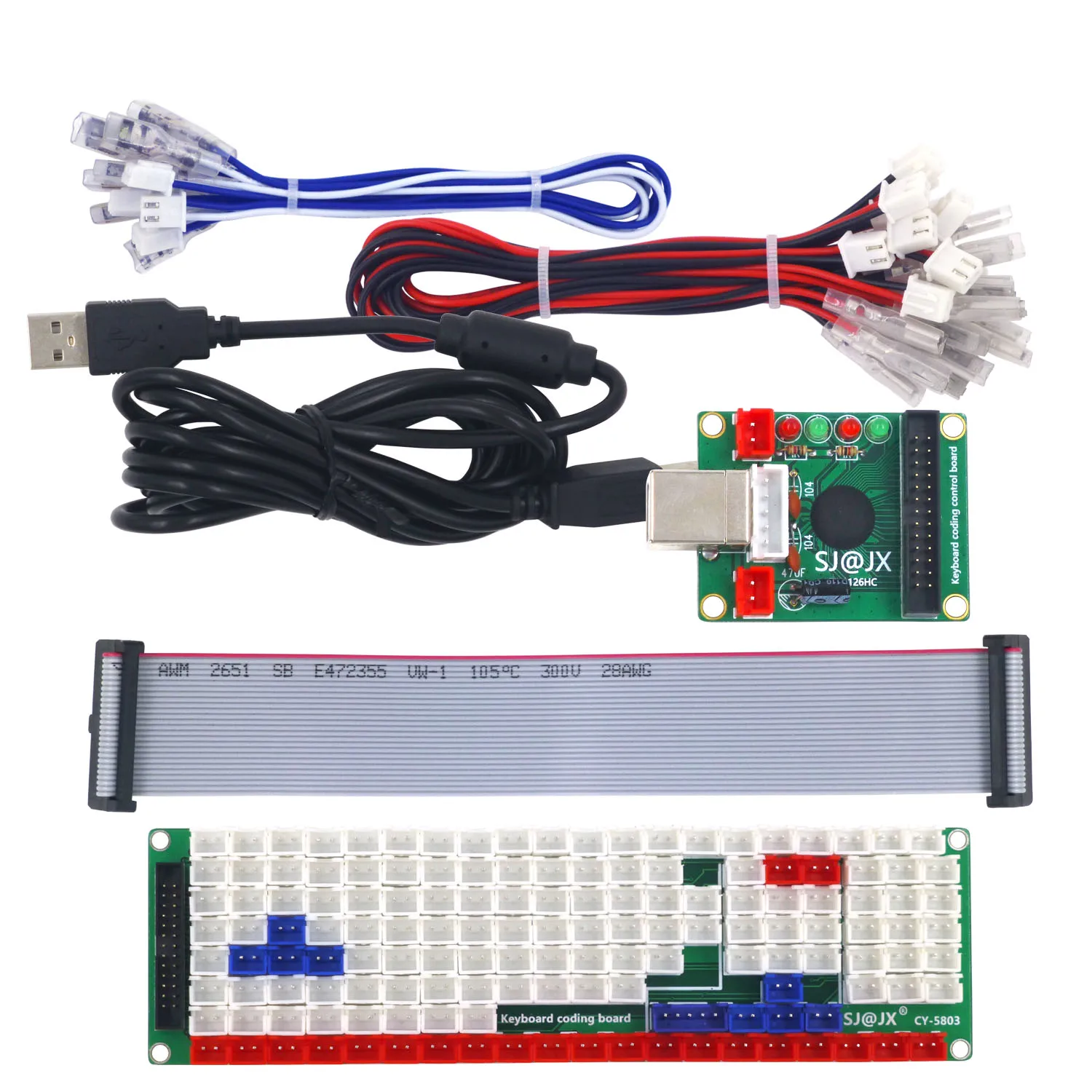 

SJ@JX Development Keyboard Encoder Board Game Controller DIY LED Keyboard Media Music USB Encoder 88/104 Keys Arcade DIY Kit