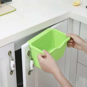 

1Pc Kitchen Cabinet Door Basket Hanging Trash Can Waste Bin Garbage Rack Tool Mother Good Helps Storage Container Kitchen Tools