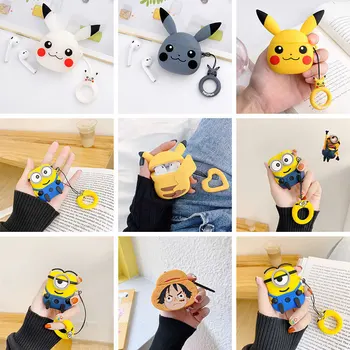 

3D Cute Minions Pikachu Luffy Case For Airpods 1/2 Case Shockproof Protective Silicone Case Cover For Airpods Pro Case For Kids