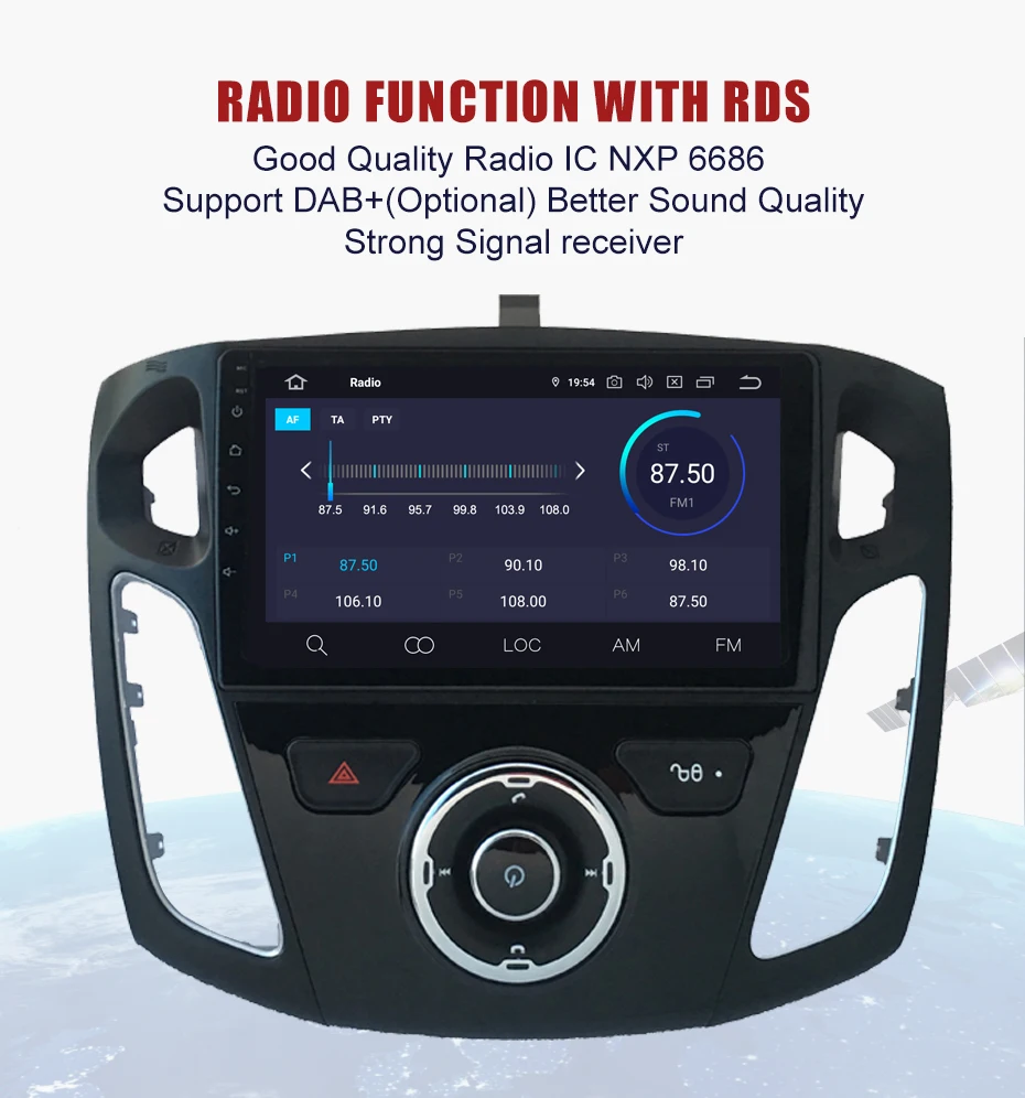 Perfect KANOR 1024*600 Android 9.0 2+16g Car Autoradio Stereo Multimedia For Focus 3 GPS Navi Bluetooth WIFI IPS DSP Radio 2