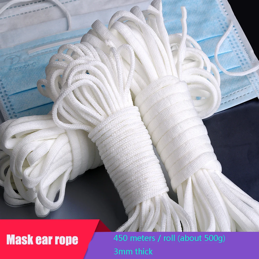 

10M Elastic Bands White Round Ear Ropes String Cord Rope for DIY Disposable Making Materials Accessories Elastic Band Tool Apr9