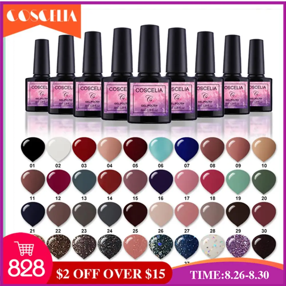 

COSCELIA Nail Polish Set 40Colors/Set UV Gel Soak Off Nail Kit For Manicure Pedicure Gel Polish Set Gel Varnishes For Nail Art
