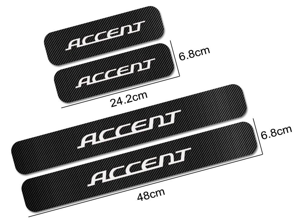Для hyundai Accent, 4 шт., наклейки на пороги автомобиля из углеродного волокна, Авто Накладка на царапины, защитная наклейка, аксессуары для тюнинга автомобиля