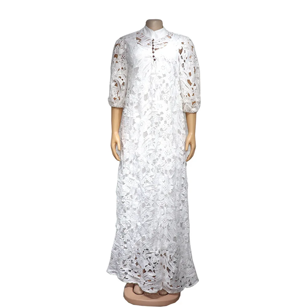 african fashion designers Lace African Dresses For Women Dashiki Africa Clothes Plus Size White Boubou Africain Femme Elegant Kaftan Wedding Party Dress african robe