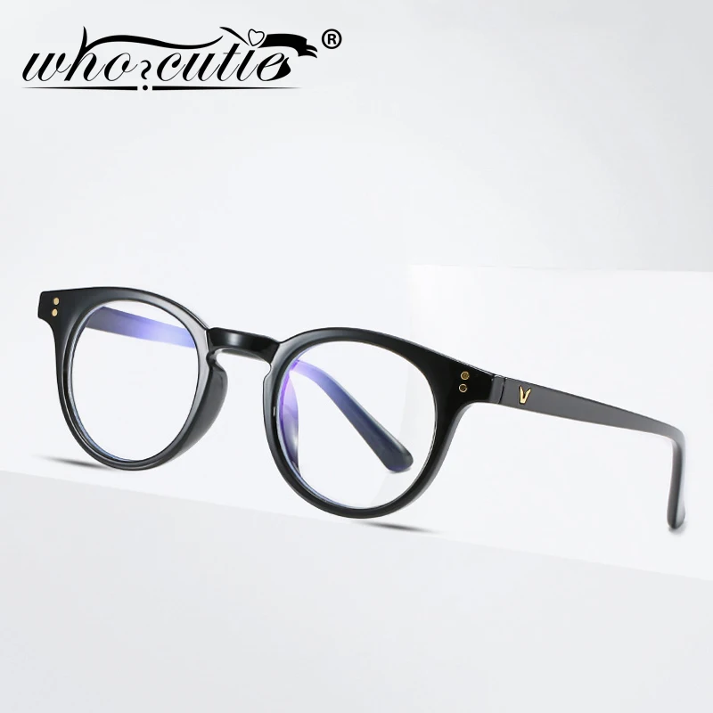 WHO CUTIE, синий светильник, блокирующая оправа для очков, для женщин и мужчин, фирменный дизайн, черная круглая оправа, оптические прозрачные линзы, очки S196