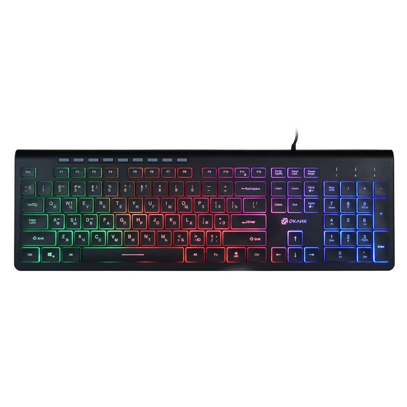 Клавиатура Oklick 490ML черный USB slim Multimedia LED