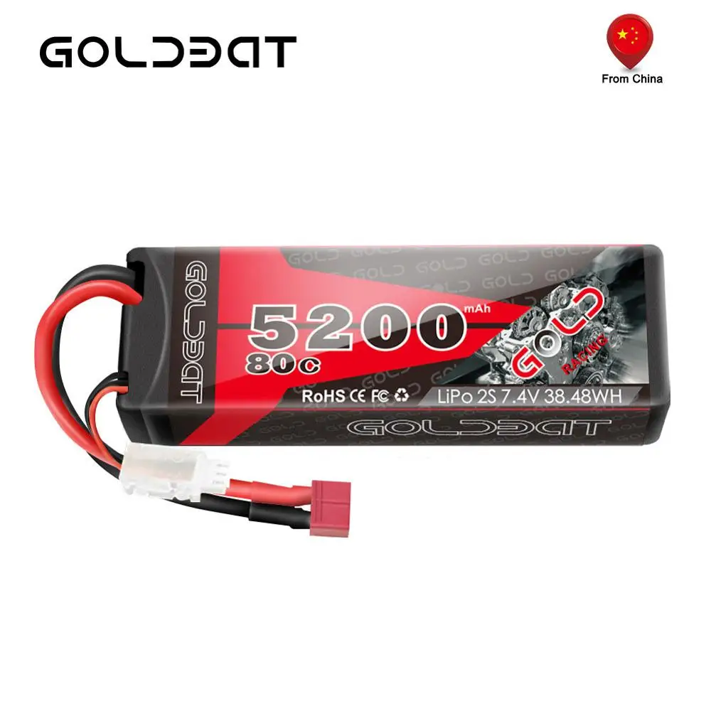 GOLDBAT Lipo Battery 7 4 V 2S 5200mAh RC Жесткий Чехол 80C аккумуляторная батарея с разъемом Deans для