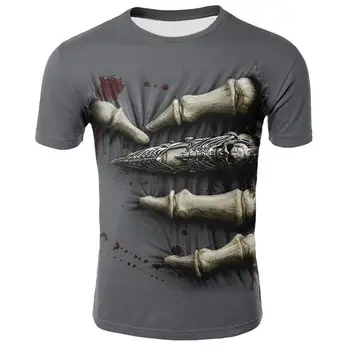 

2020 Summer Men's T-shirt New 3d Printing Blood Dripping Finger T-shirt Men's Casual Shirt T-shirt Short Sleeve Top