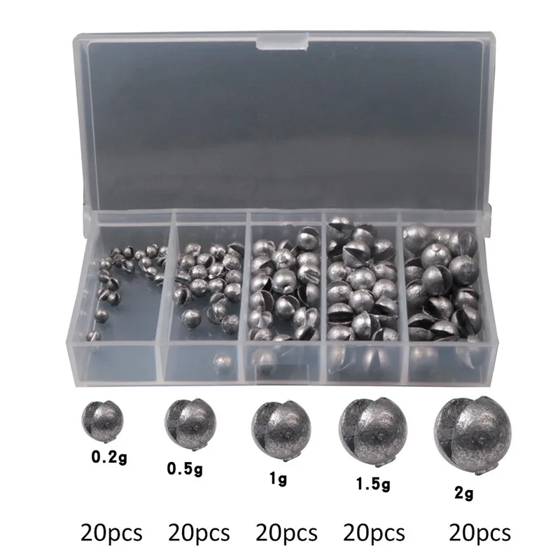 

100 Pcs/box Fishing-clip Drop Biting Round Auxiliary Fishing Tackle Gear Open Bite Lead Set Bare