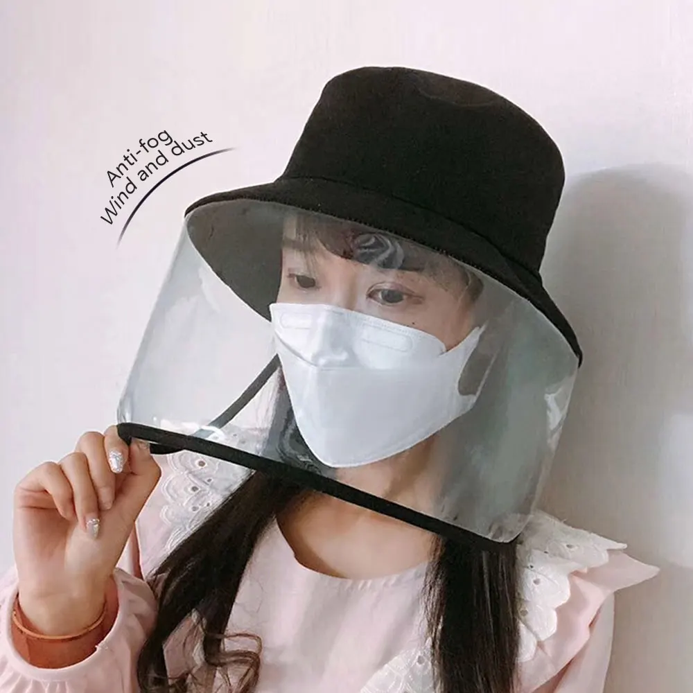

Bucket Hat Removable Dust Protection Hat Face Shield Clear Visor Transparent Mask Anti Splash Summer Sun Hat Beach Transparent