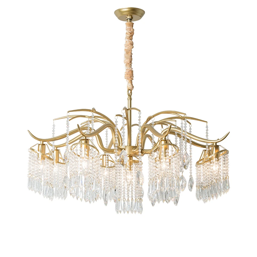 

American gold crystal chandeliers lights living room restaurant country creative art luxury lamp bedroom French hanging fixtures