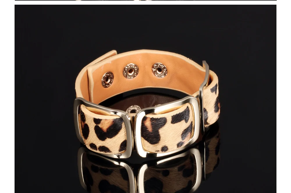 BOBOTUU Design Leather Wrap Bracelets Bangle For Women Black/Orange/Leopard Print Color Leather Bracelet Jewelry BOPH1004