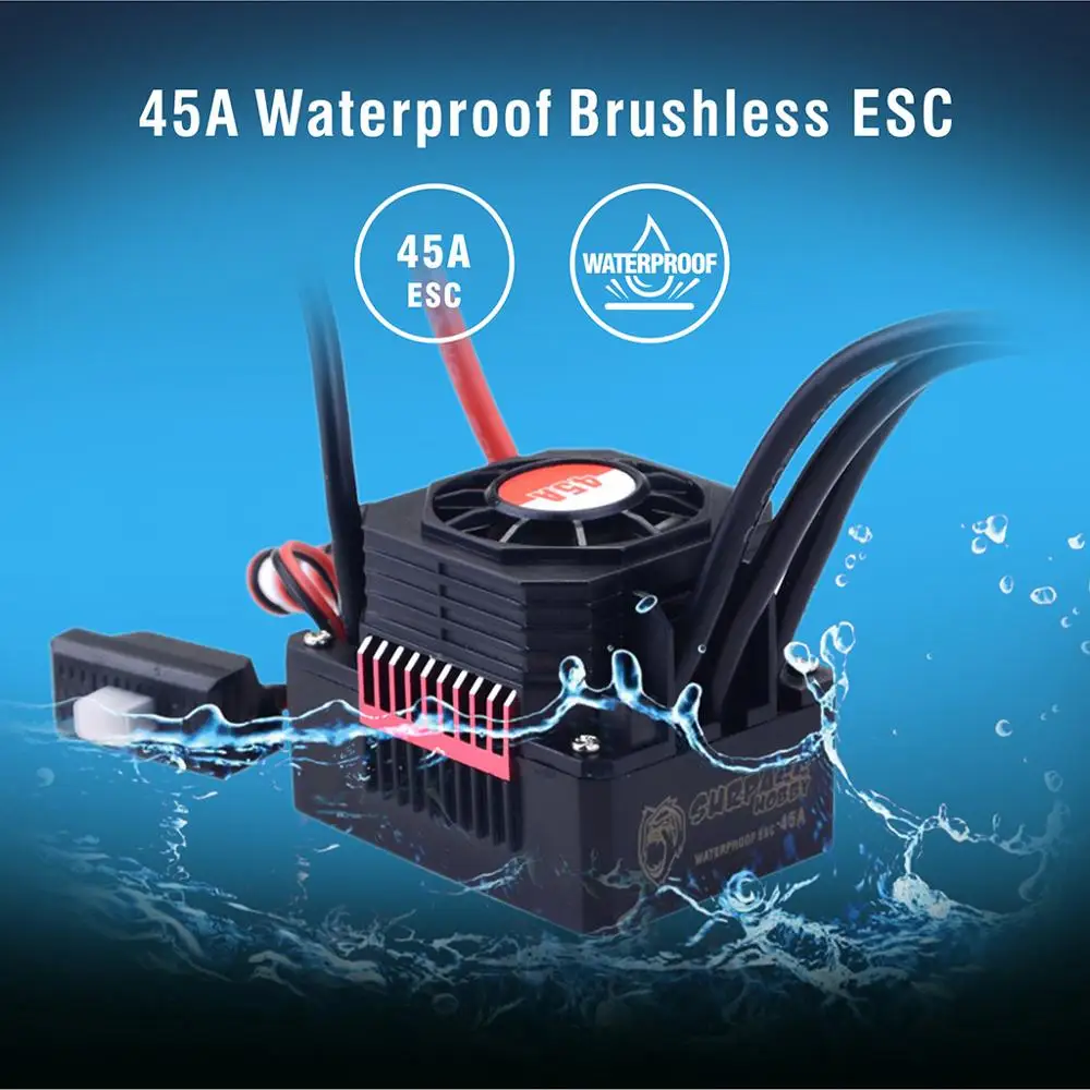 

SURPASS HOBBY KK waterproof 45A ESC Electronic Speed Controller for 1/12 1/10 RC Car 3656 3660 Brushless Motor