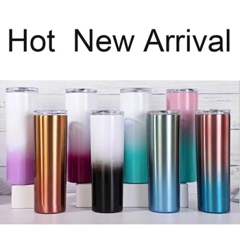 

20oz Stainless Steel Skinny Tumbler With Lid Straw Coffee Cup Wine Tumblers Mugs Double Wall Vacuum Insulated Cup Water Bottle